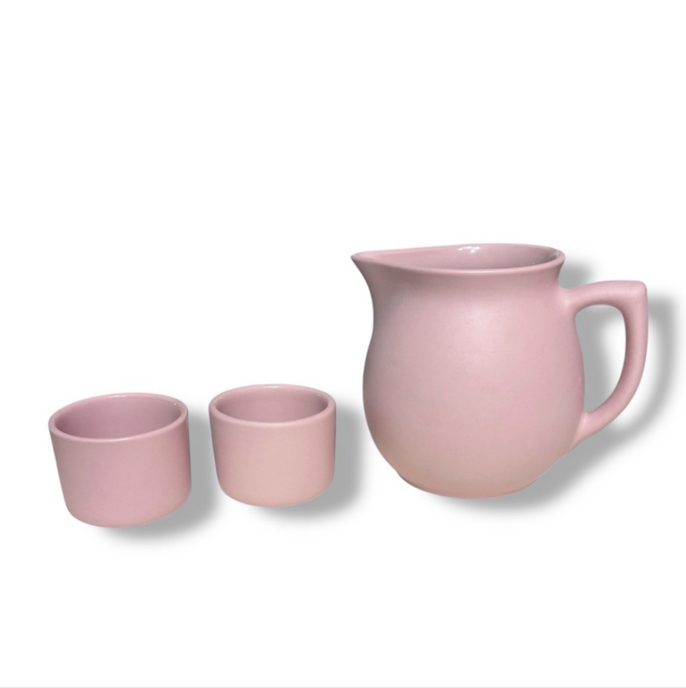 PIGEON FORGE POTTERY Pink Pitcher & Cup Set VINTAGE